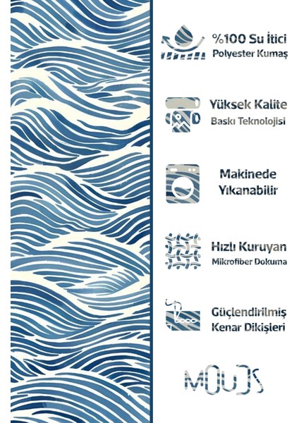 Banyo Perdesi, Mavi Dalga Desenli Duş Perdesi, Küvet Perdesi, Halka Hediyeli 175X200CM Bp-03 fiyatları