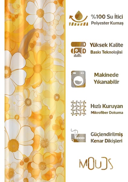 Banyo Perdesi, Sarı Papatyalar Desenli Duş Perdesi, Küvet Perdesi, Halka Hediyeli 175X200CM Bp-37 fiyatları