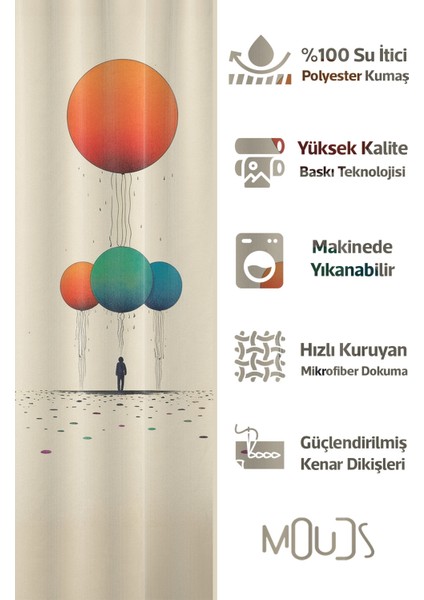 Banyo Perdesi, Yalnız Balon Desenli Duş Perdesi, Küvet Perdesi, Halka Hediyeli 175X200CM Bp-36 fiyatları