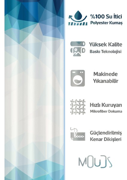 Banyo Perdesi, Blue Diamond Desenli Duş Perdesi, Küvet Perdesi, Halka Hediyeli 175X200CM Bp-17 fiyatları