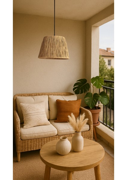 El Yapımı Kağıt Rafya Avize Bohem Rustik Avize Salon,yatak Odası,balkon Avize modelleri