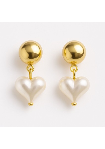 Eleninin Setteki Küpeler 😍✨altın Detaylı Inci Kalp Küpe – Zarif Aşk Koleksiyonu