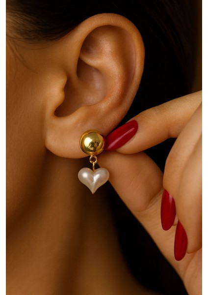 Eleninin Setteki Küpeler 😍✨altın Detaylı Inci Kalp Küpe – Zarif Aşk Koleksiyonu fiyatları