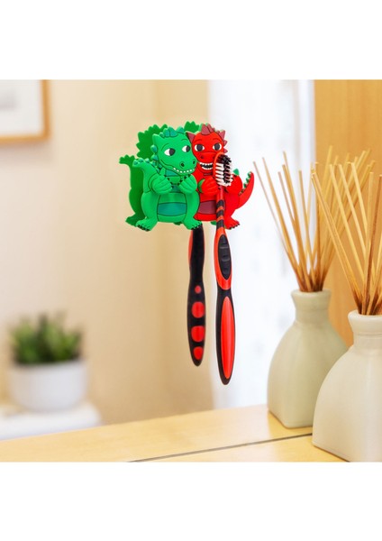 2'li Diş Fırçası Tutucu - Ani Toothi Double - Ejderha