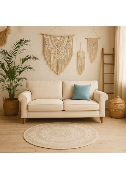 Bohem Tarzı Dekoratif Kırlent Kılıfı (Mavi)