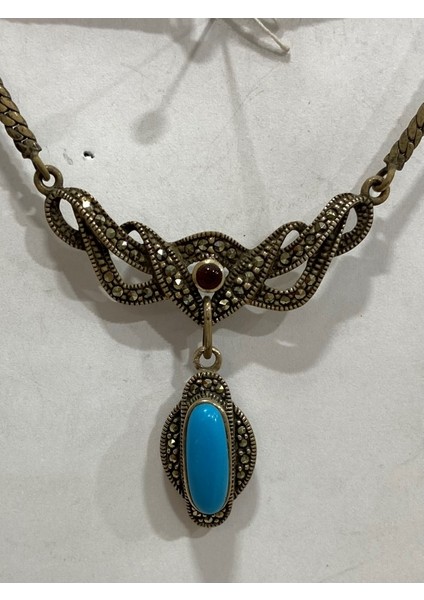 Mavi Taşlı Gümüş Kadın Kolyesi