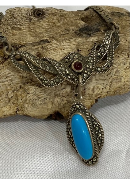 Mavi Taşlı Gümüş Kadın Kolyesi fiyatları