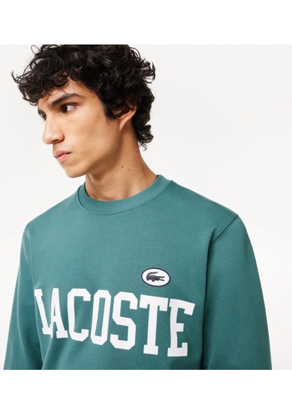 Erkek Classic Fit Bisiklet Yaka Baskılı Mavi Sweatshirt fırsatları