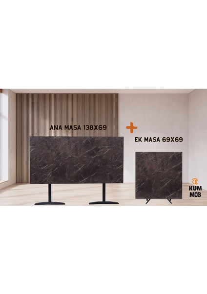 Modüler Büyük Ana Masa + Ek Masa Sgl Bıanco Lak