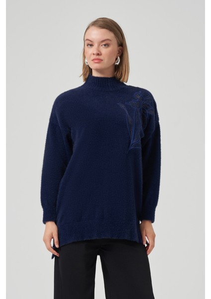 Nakış Detay Angora Kazak 7004 Lacivert fiyatları