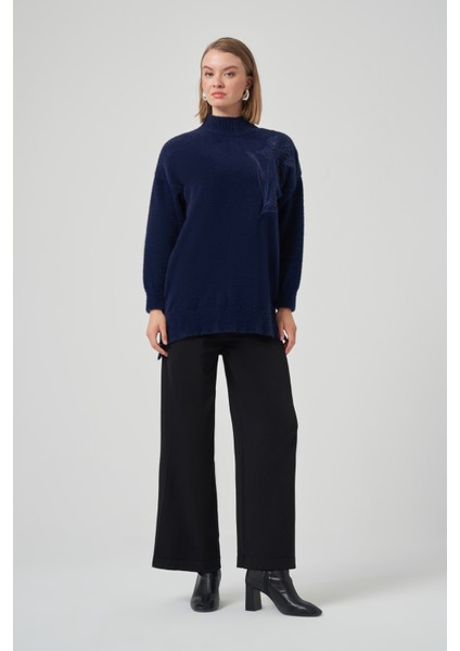 Nakış Detay Angora Kazak 7004 Lacivert indirimleri