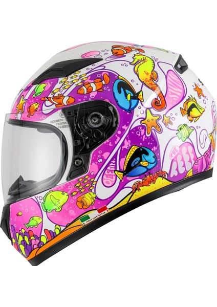 Sw 815K Ocean White Pink Full Face Çocuk Kaskı - Standart - M - ST00442-STANDART-M