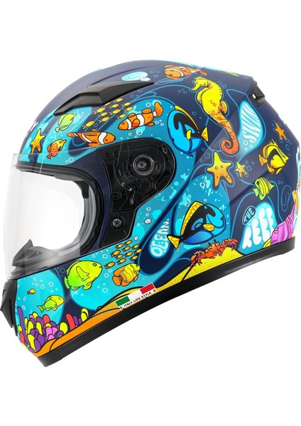 Sw 815K Ocean Black Blue Full Face Çocuk Kaskı - Standart - M - ST00443-STANDART-M