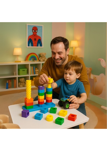 Organik 3D Baskı Renkli Şekil Eşleştirme Oyuncağı - Eğitici Aktivite Seti - Ince Motor Gelişimi fiyatları