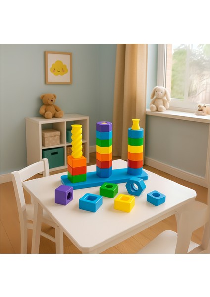 Organik 3D Baskı Renkli Şekil Eşleştirme Oyuncağı - Eğitici Aktivite Seti - Ince Motor Gelişimi modelleri