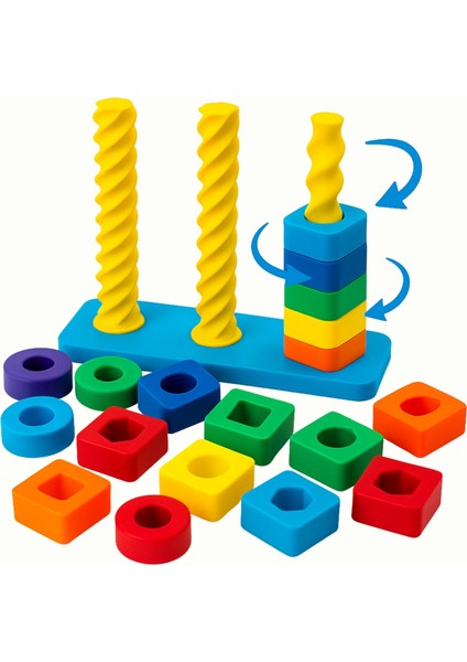 Organik 3D Baskı Renkli Şekil Eşleştirme Oyuncağı - Eğitici Aktivite Seti - Ince Motor Gelişimi indirimleri