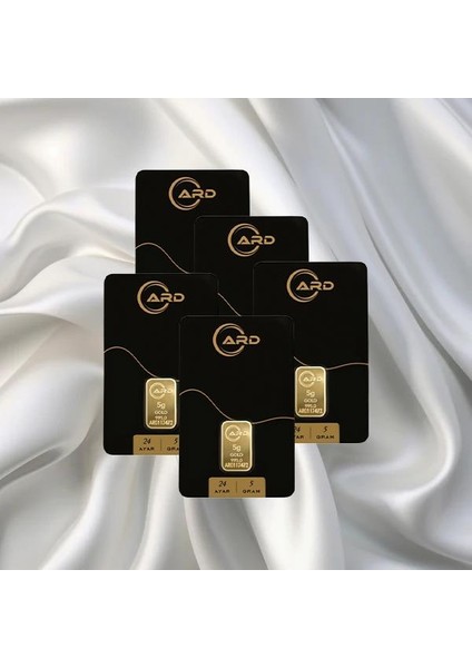 5 Adet 5 gr 24 Ayar Ard Gram Altın