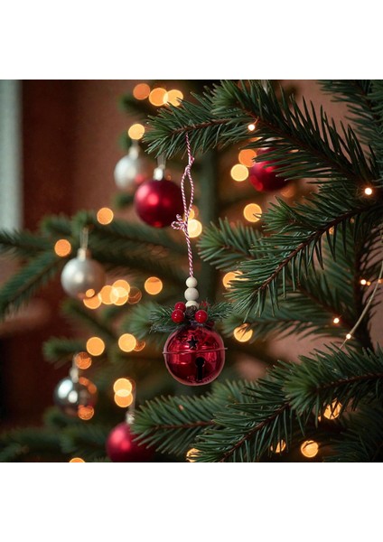 Yuvarlak Kırmızı Çan Yılbaşı Süsü