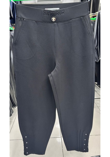 Büyük Beden Mom Yüksek Bel Paça Taş Detaylı Örme Kadın Pantolon indirimleri