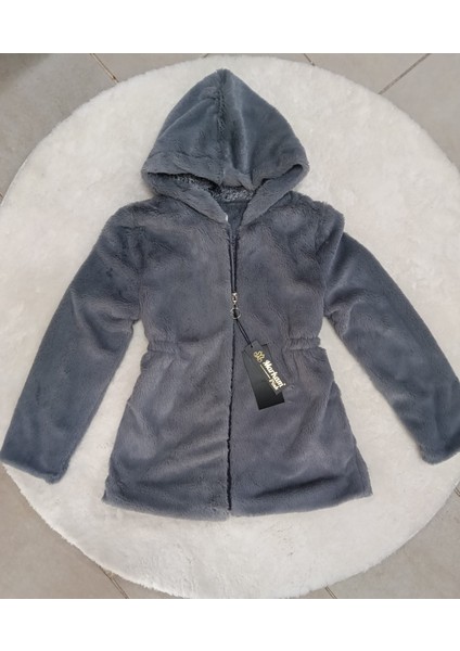 Beli Lastik Detaylı Kapüşonlu Peluş Kız Çocuk Çok Kullanışlı Trend Mont fiyatları