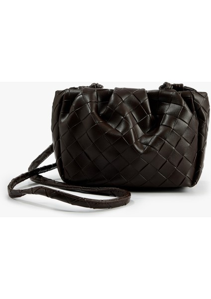 Suni Deri Örgü Detaylı Çapraz Çanta