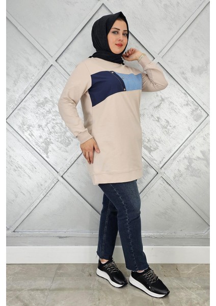 Kadın Kombnli Taş Detaylı Tesettür Tunik