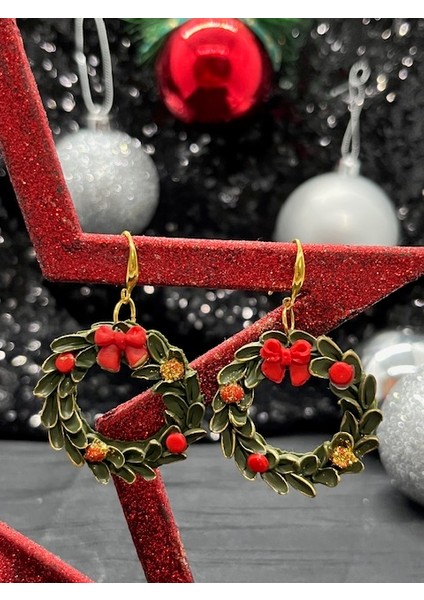 Kış Çelgesi El Yapımı Polimer Kil Küpe | Yılbaşı Özel Tasarım