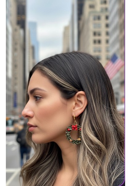 Kış Çelgesi El Yapımı Polimer Kil Küpe | Yılbaşı Özel Tasarım fiyatları