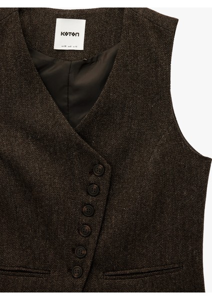 x Şahika Ercümen - Slim Fit Asimetrik Düğmeli Yelek modelleri