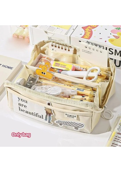 Çok Katmanlı Prizmalar Büyük Kapasiteli Şeffaf Kalem Kutusu Çok Işlevli Basit ve Yüksek Görünümlü Kalem Kılıfı 1pccolor: Beyaz (Yurt Dışından)