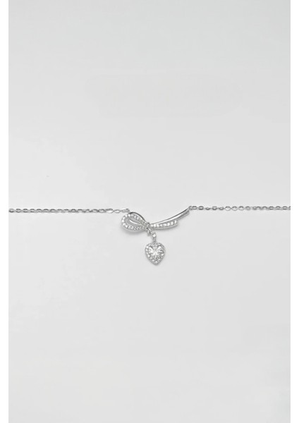 316L Çelik Zirkon Taşlı Düğüm Sallantı Beyaz Kalp Figür Kadın Kolye fırsatları