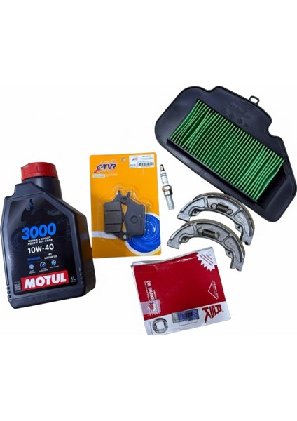 Honda Activa 125 Bakım Seti Eko (Ngk Buji-Hava Filtresi-Ön Balata-Arka Balata-Motul 10W-40 Yağ)