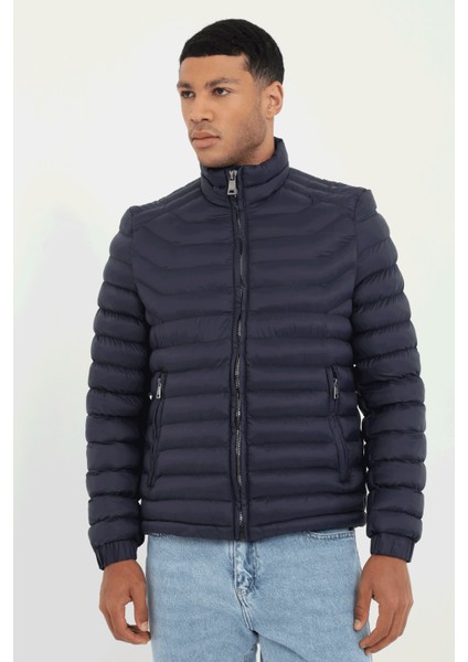 Lacivert Kapitone Slim Fit Erkek Mont fırsatları