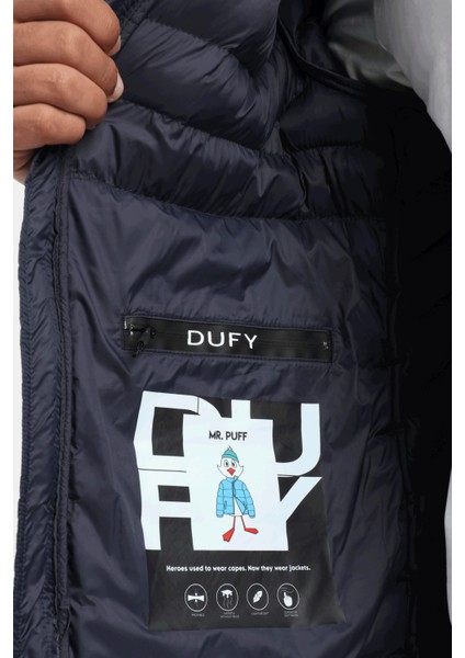 Lacivert Kapitone Slim Fit Erkek Mont