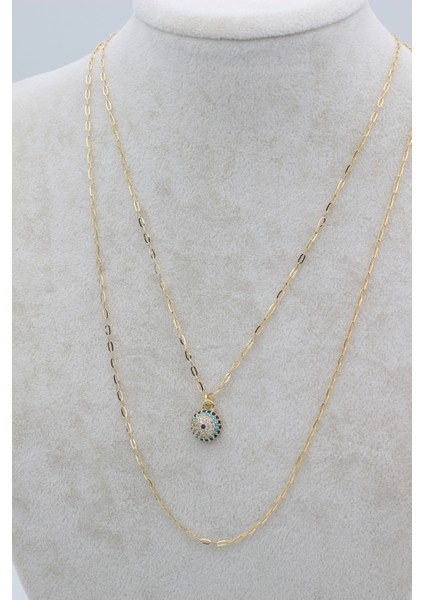 Stil Incisi/vip Serisi Nazar Boncuklu Zirkon Taşlı Kolye