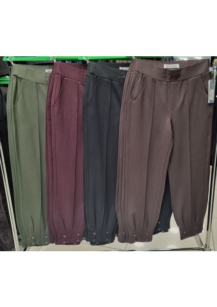 Büyük Beden Toparlayıcı Yüksek Bel Mom Paça Detaylı Örme Kadın Pantolon indirimleri