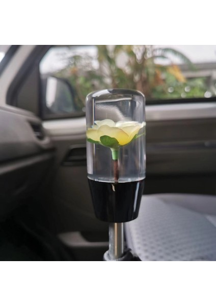 Şık Çiçek Desenli Araç Vites Topuzu - 10 cm - Sarı