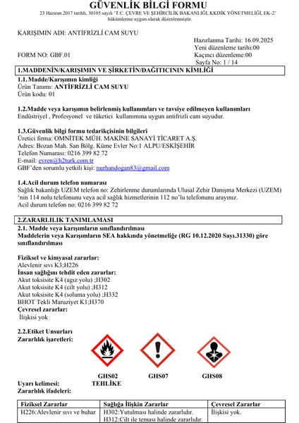 Antifrizli Cam Suyu -20 °c / 5 L / Renksiz ve Parfümsüz + Super Coolant Extra -37 C Antifriz Kışlık Paket modelleri