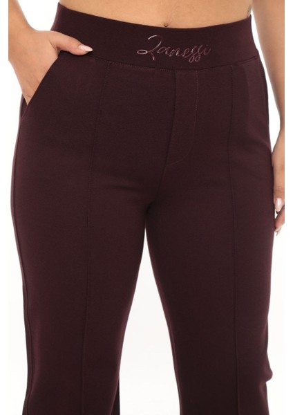 Büyük Beden Toparlayıcı Yüksek Bel Mom Paça Detaylı Örme Kadın Pantolon fiyatları