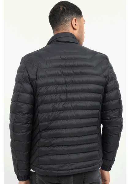 Siyah Kapitone Slim Fit Erkek Mont modelleri