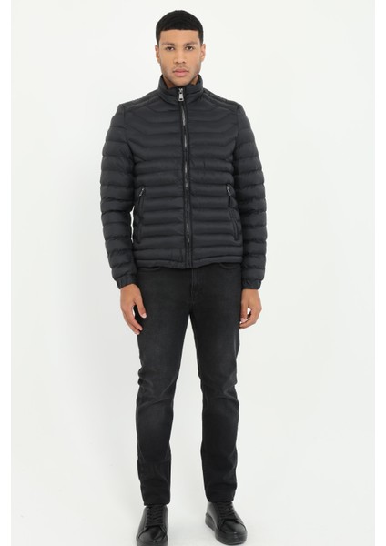 Siyah Kapitone Slim Fit Erkek Mont fırsatları