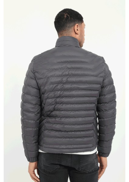 Antrasit Kapitone Slim Fit Erkek Mont fırsatları