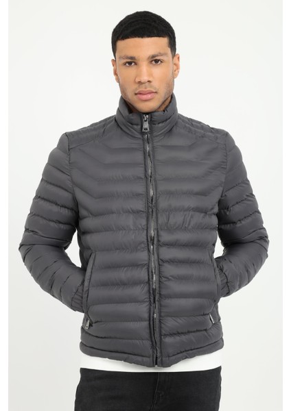 Antrasit Kapitone Slim Fit Erkek Mont indirimleri