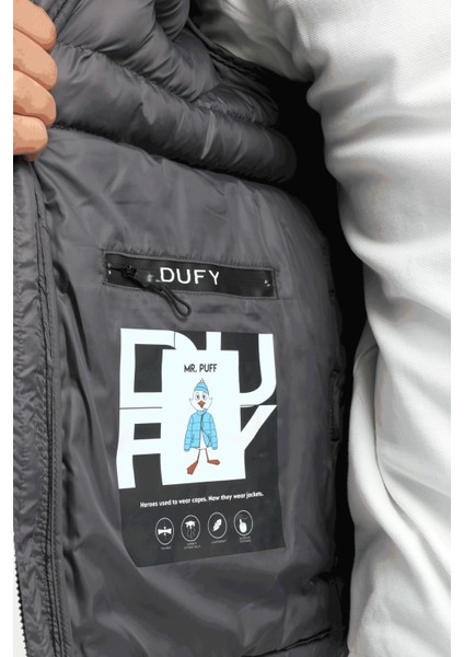 Antrasit Kapitone Slim Fit Erkek Mont