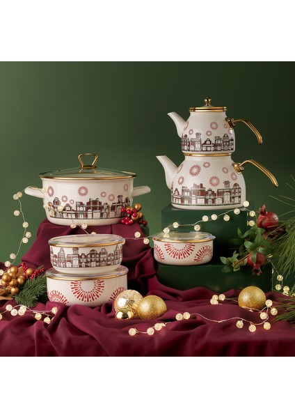 Spark Emaye Çaydanlık Takımı 3 Parça-Asorti