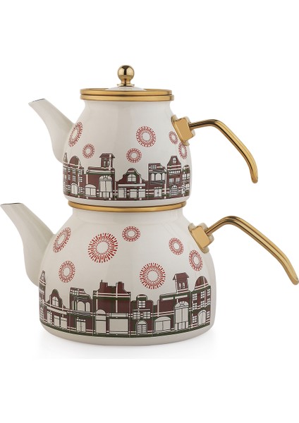 Spark Emaye Çaydanlık Takımı 3 Parça-Asorti modelleri