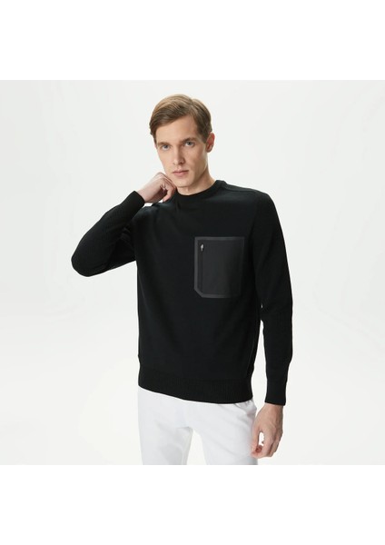 Erkek Regular Fit Bisiklet Yaka Siyah Triko