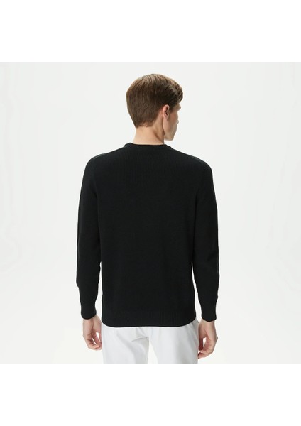 Erkek Regular Fit Bisiklet Yaka Siyah Triko modelleri