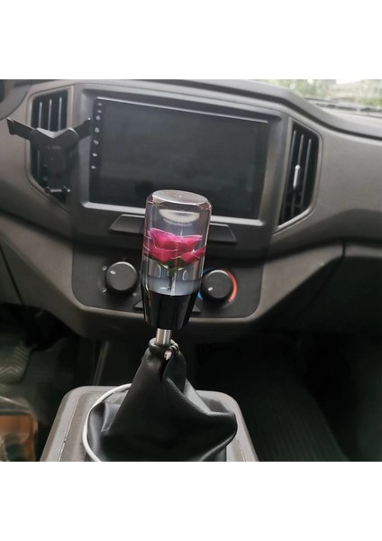 Şık Mor Çiçek Desenli Araç Vites Topuzu (10CM)