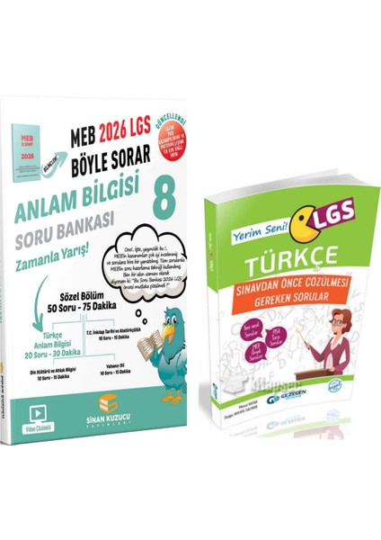 8. Sınıf 2026 Lgs Meb Böyle Sorar Anlam Bilgisi Soru Bankası ve Lgs Yerim Seni Türkçe